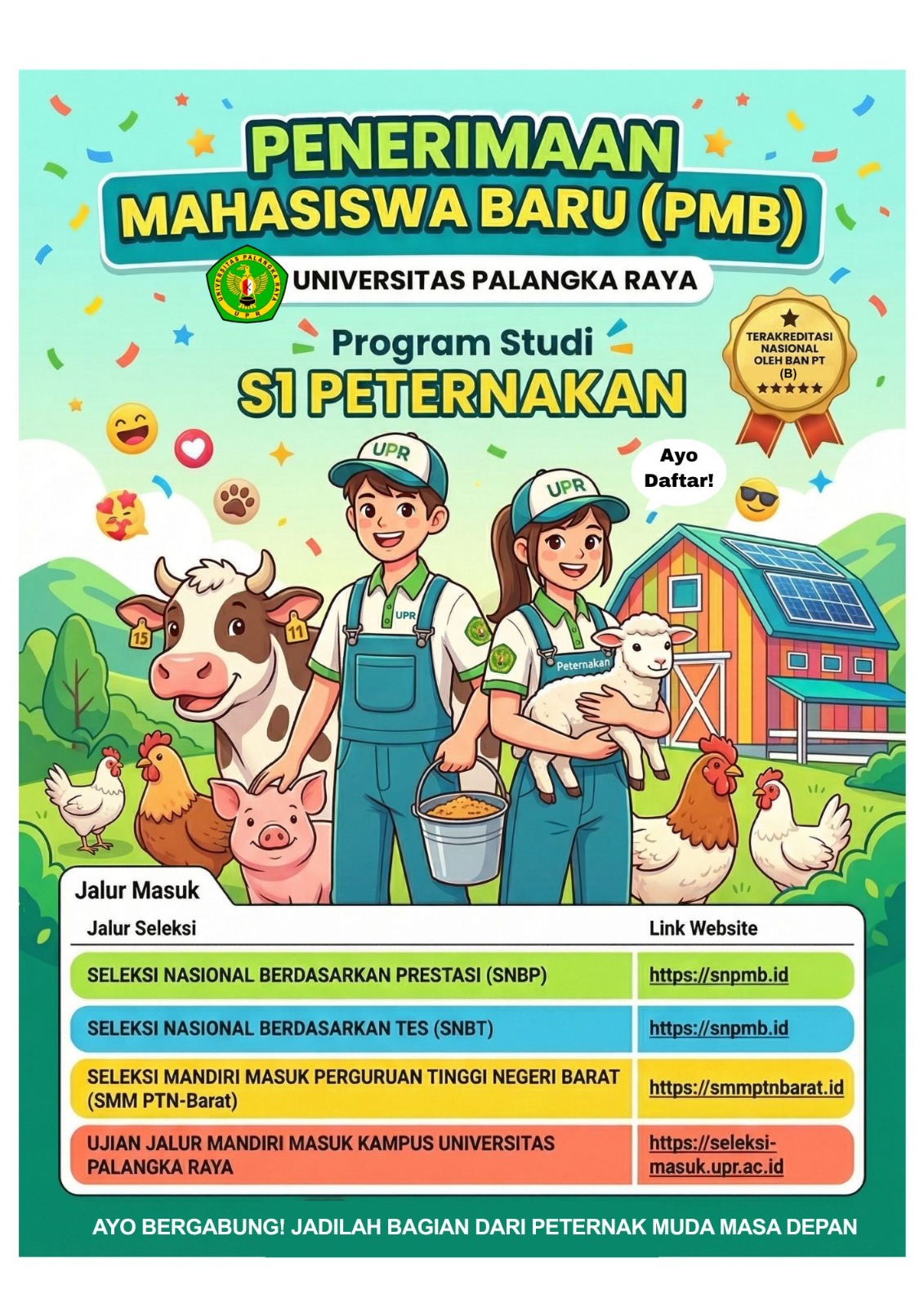 PENERIMAAN MAHASISWA BARU PROGRAM STUDI PETERNAKAN TA 2026